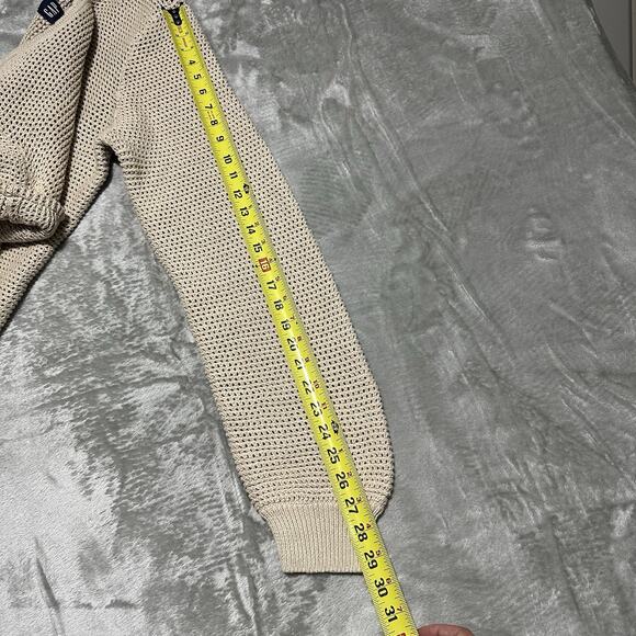 GAP Crewneck Sweater Womens Size XL Beige Open Knit Casual Cottagecore Preppy - Picture 7 of 8